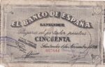 CRBL0512 BILLETE LOCAL ESPAÑA SANTANDER 50 PESETAS 1936 MBC