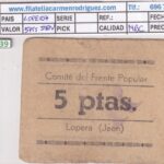 CRBL0639 BILLETE ESPAÑA LOCAL LOPERA (JAEN) 5 PESETAS MBC