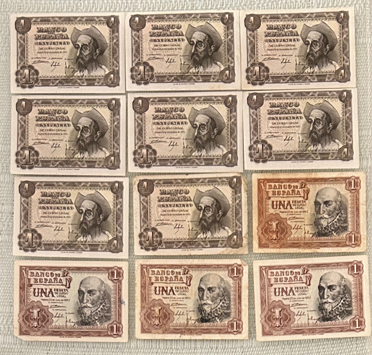 CRBL0654 CRBL0654 LOTE 12 BILLETES ESPAÑA 1 PESETAS 1951 Y 1953 - Imagen 1