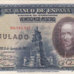 CRBP0039 BILLETE ESPAÑA 25 PESETAS 1928 SIN CIRCULAR CON ANULADO RARO