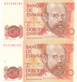 CRBP0047 PAREJA BILLETE ESPAÑA  200 PESETAS 1980 SERIE ESPECIAL 9A SIN CIRCULAR