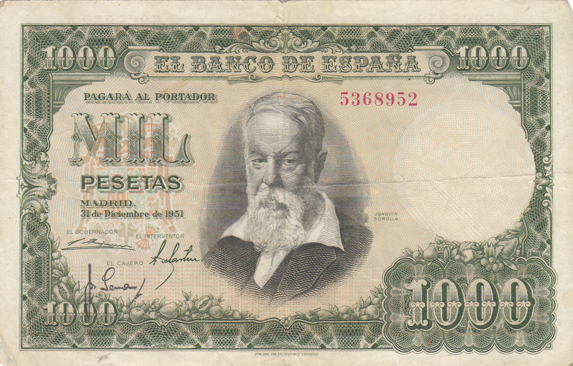 CRBS0230 CRBS0230 BILLETE ESPAÑA 1000 PESETAS 1951 SIN SERIE MBC - Imagen 1