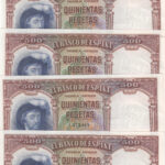 CRBS0674 LOTE 5 BILLETES CORRELATIVOS  ESPAÑA 500 PESETAS 1931