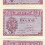 CRBS0961 TRIO CORRELATIVO BILLETES  ESPAÑA 1 PESETA 1937 SERIE E SIN CIRCULAR