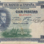 CRBS1062 BILLETE ESPAÑA 100 PESETAS 1925 CON RESELLO USADO