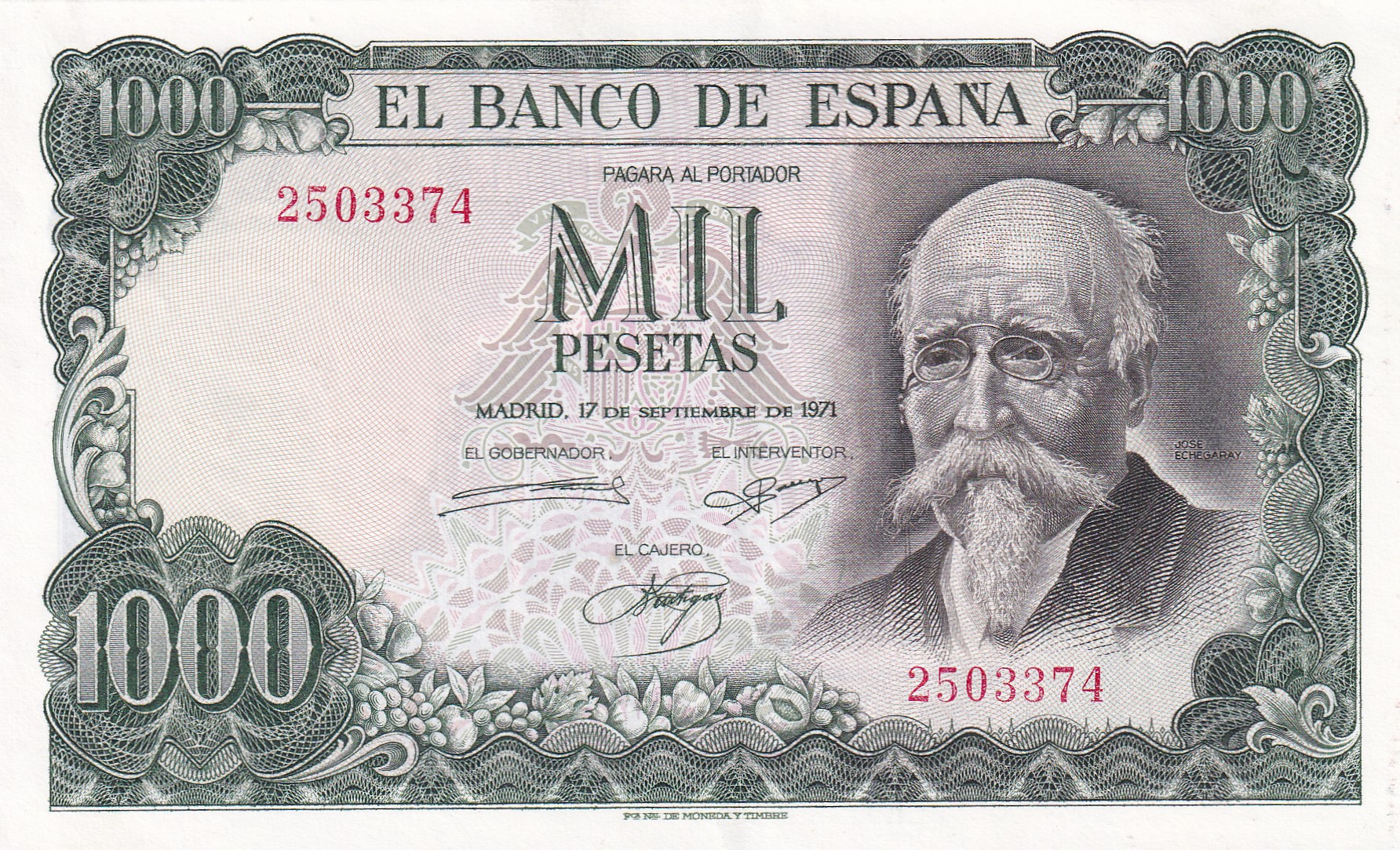 CRBS1460 CRBS1460 BILLETE ESPAÑA 1000 PESETAS 1971 SIN SERIE SIN CIRCULAR - Imagen 1