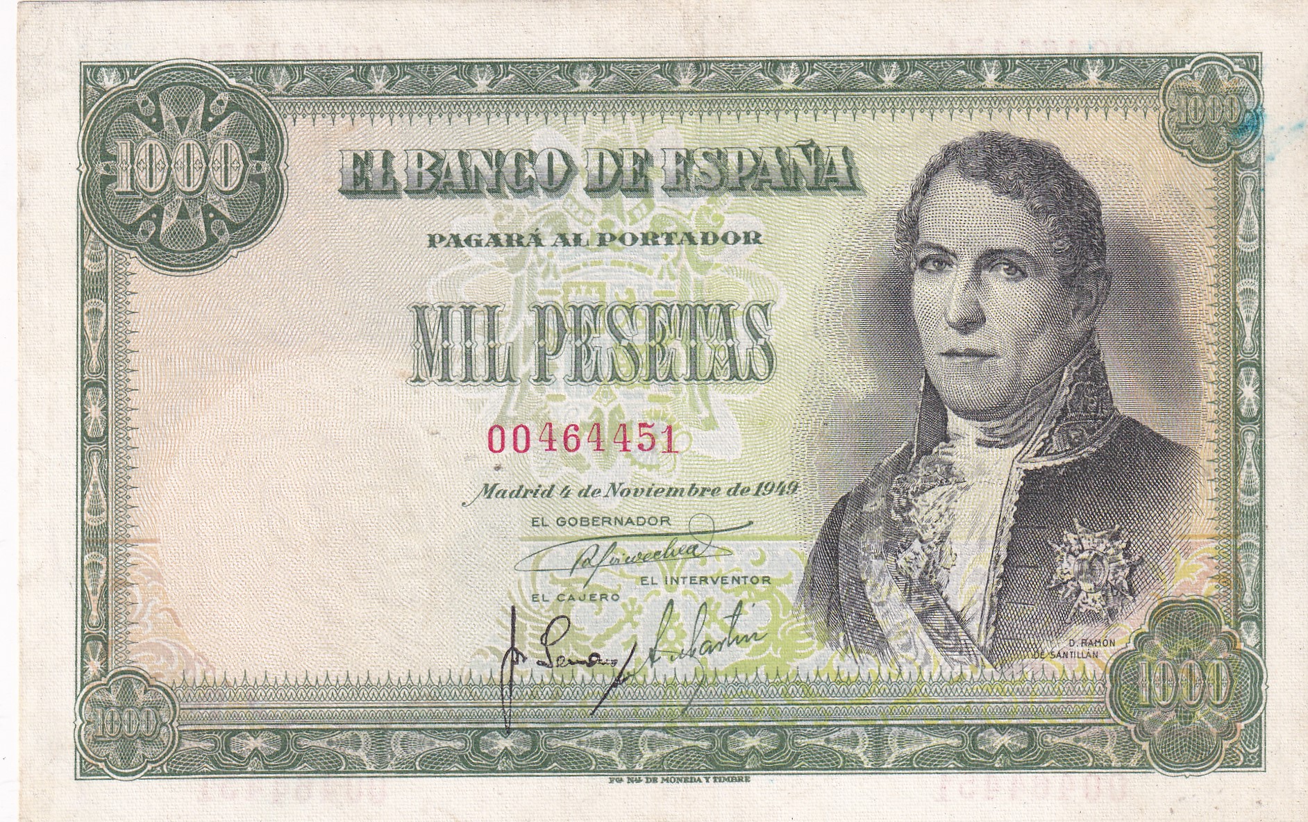 CRBS1887 CRBS1887 BILLETE ESPAÑA 1000 PESETAS 1949 SIN SERIE MBC - Imagen 1