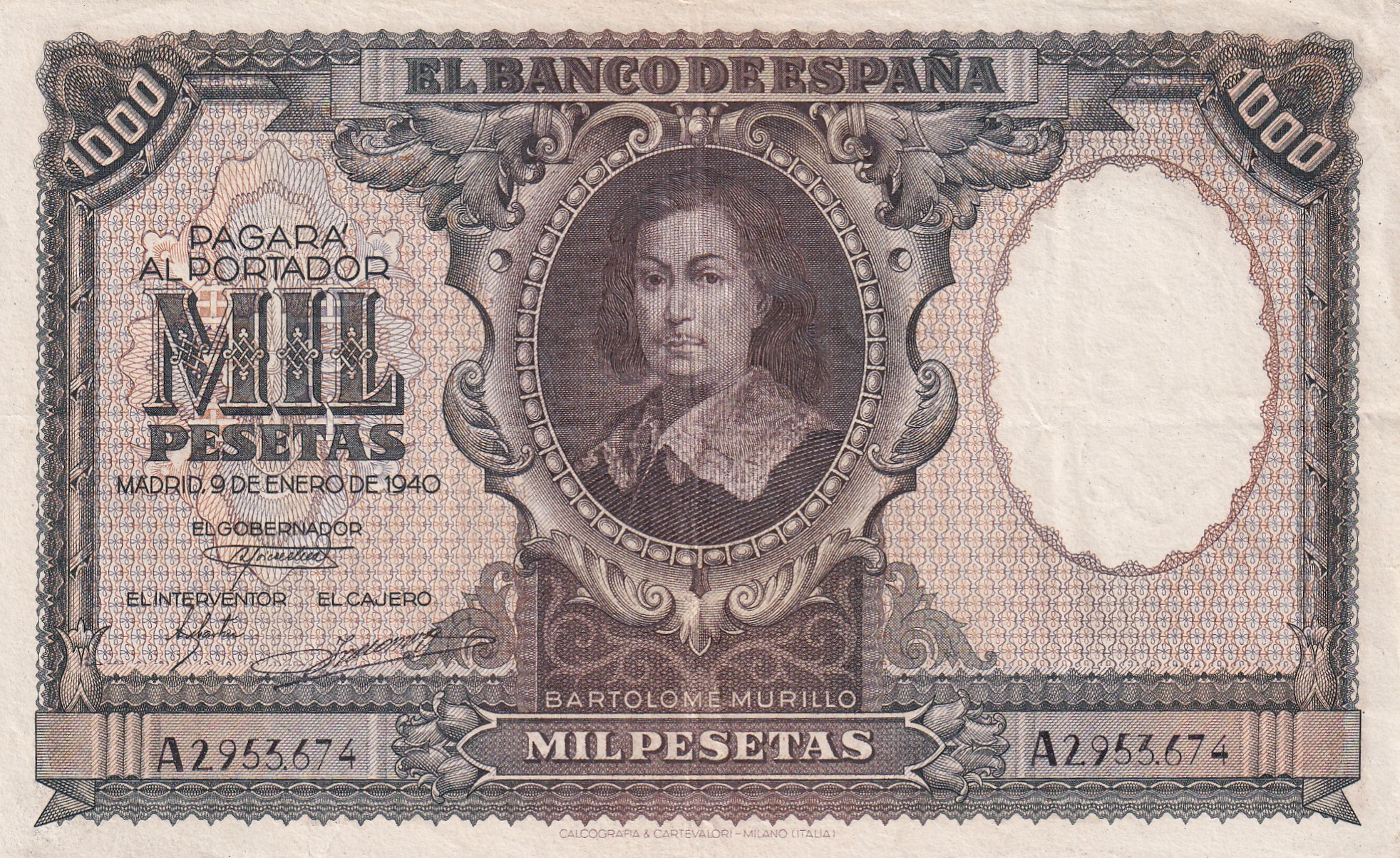 CRBS1925 CRBS1925 BILLETE ESPAÑA 1000 PESETAS 1940 MBC+ - Imagen 1