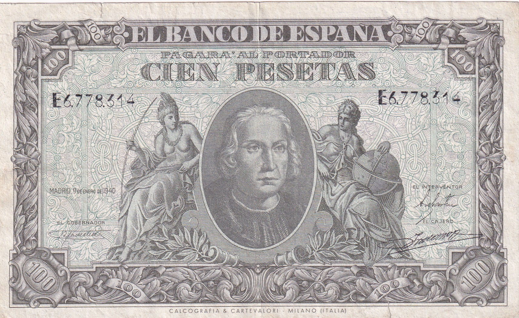 CRBS1976 CRBS1976 BILLETE ESPAÑA 100 PESETAS 1940 SERIE E BC - Imagen 1