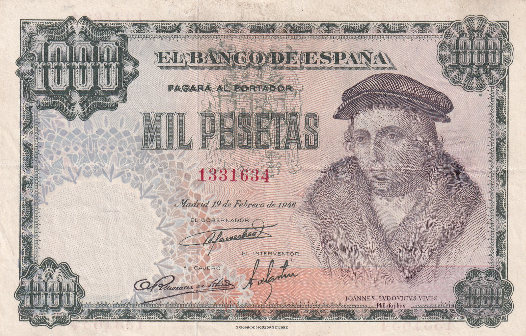 CRBS1998 CRBS1998 BILLETE ESPAÑA 1000 PESETAS 1946 MBC+ - Imagen 1