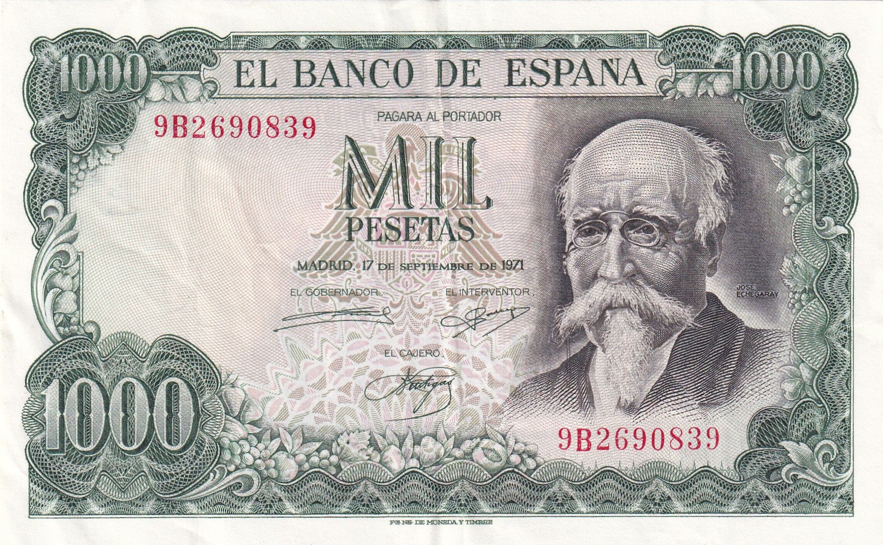 CRBS2005 CRBS2005 BILLETE ESPAÑA 1000 PESETAS 1971 SERIE ESPECIAL 9B MBC - Imagen 1