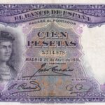 CRBS2021 BILLETE ESPAÑA 100 PESETAS 1931 SIN SERIE MBC