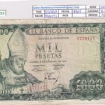 CRBS2055 BILLETE ESPAÑA 1000 PESETAS 1965 SIN SERIE BC+