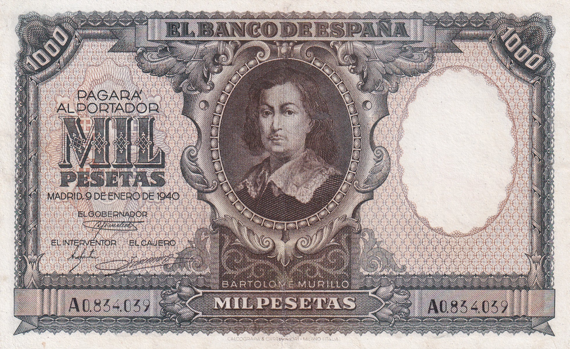 CRBS2075 CRBS2075 BILLETE ESPAÑA 1000 PESETAS 1940 SERIE A S/C- CON DOBLEZ CENTRAL - Imagen 1
