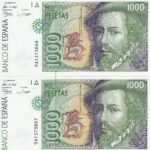 CRBS2306 PAREJA CORRELATIVA BILLETES ESPAÑA 1000 PESETAS 1992 SERIE 9A S/C