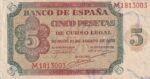 CRBS2325 BILLETE ESPAÑA 5 PESETAS 1938 RARA SERIE M MBC+