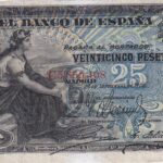CRBS2725 BILLETE ESPAÑA 25 PESETAS 1906 SIN SERIE RESTAURADO
