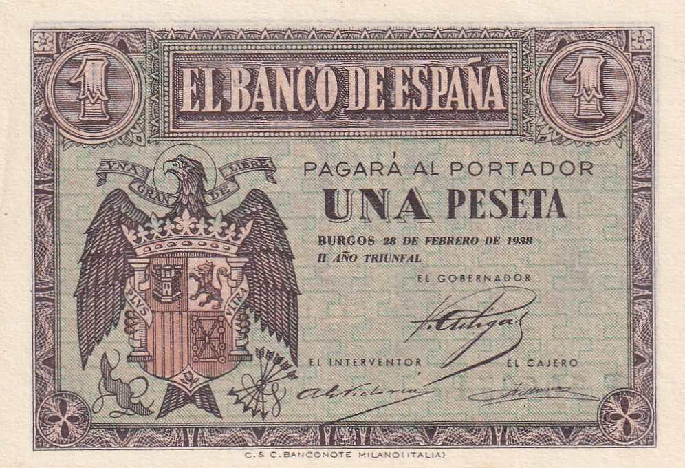 CRBS2907 CRBS2907 BILLETE ESPAÑA 1 PESETA 1938 SERIE E SIN CIRCULAR - Imagen 1