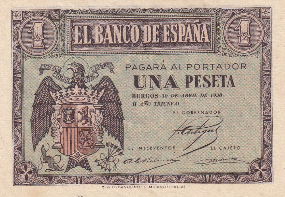CRBS2912 CRBS2912 BILLETE ESPAÑA 1 PESETA 1938 SERIE A S/C- - Imagen 1