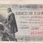 CRBS2917 BILLETE ESPAÑA 5 PESETAS 1945 SERIE J MBC