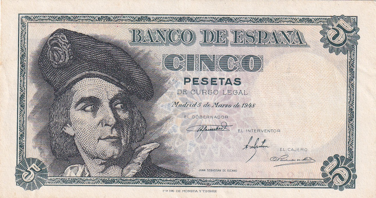 CRBS2920 CRBS2920 BILLETE ESPAÑA 5 PESETAS 1948 SERIE E EBC+ - Imagen 1
