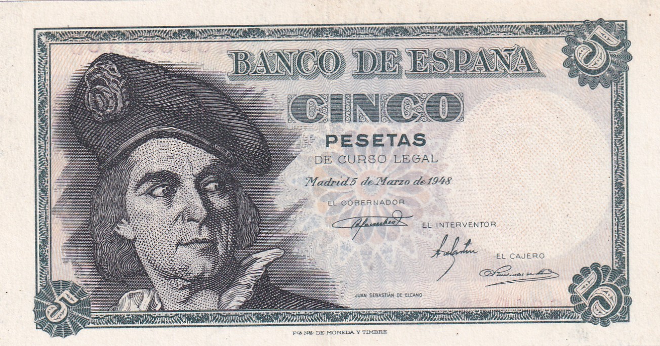 CRBS2923 CRBS2923 BILLETE ESPAÑA 5 PESETAS 1948 SERIE H EBC+ - Imagen 1
