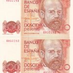 CRBS2931 PAREJA CORRELATIVA BILLETES ESPAÑA 200 PESETAS 1992 SIN CIRCULAR