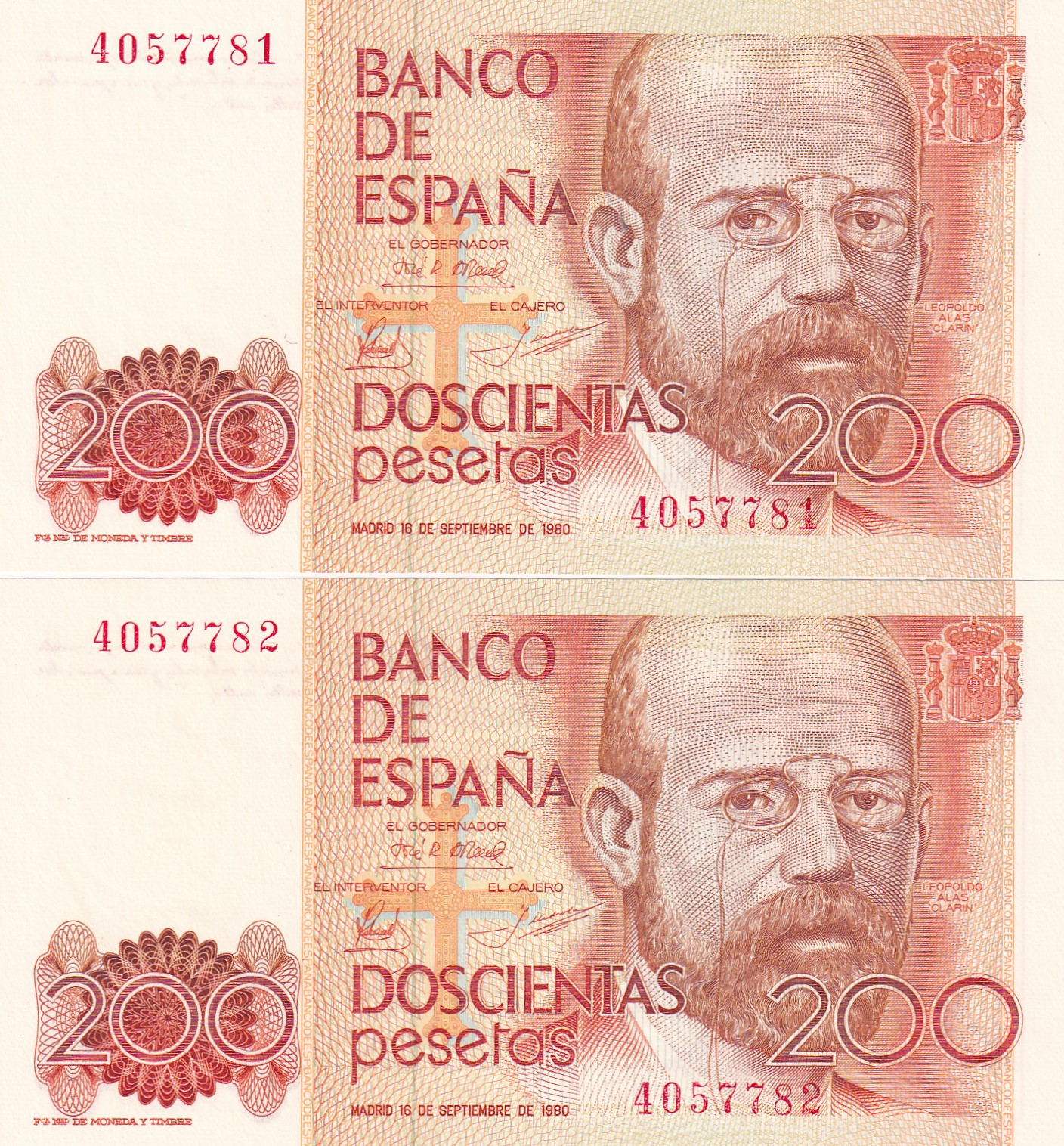 CRBS2931 CRBS2931 PAREJA CORRELATIVA BILLETES ESPAÑA 200 PESETAS 1992 SIN CIRCULAR - Imagen 1