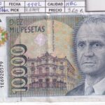 CRBS2941 LOTE 10 BILLETES 10000 PESETAS 1992 DIFERENTES SERIES MBC
