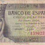 CRBS2943 BILLETE ESPAÑA 5 PESETAS 1943 SERIE I BC