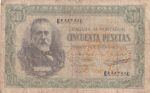 CRBS2947 BILLETE ESPAÑA 50 PESETAS 1940 SERIE D USADO