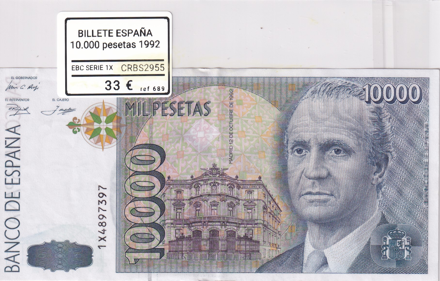 CRBS2955 CRBS2955 BILLETE ESPAÑA 10000 PESETAS 1992 EBC SERIE 1X - Imagen 1