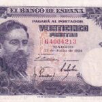 CRBS3020 BILLETE ESPAÑA 25 PESETAS 1954 SERIE G EBC+