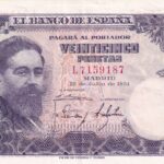 CRBS3024 BILLETE ESPAÑA 25 PESETAS 1954 SERIE L EBC+