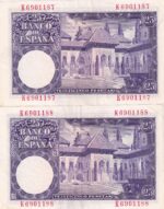 CRBS3032 PAREJA CORRELATIVA BILLETES ESPAÑA 25 PESETAS 1954 SERIE K EBC - Imagen 2