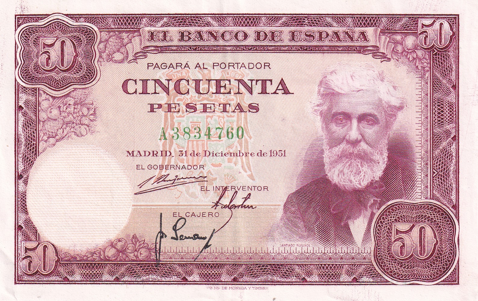 CRBS3049 CRBS3049 BILLETE ESPAÑA 50 PESETAS 1951 SERIE A EBC - Imagen 1