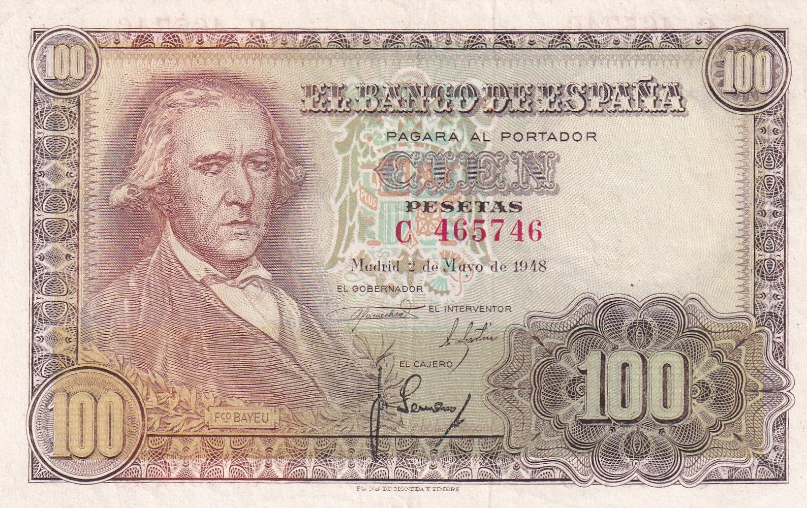 CRBS3064 CRBS3064 BILLETE ESPAÑA 100 PESETAS 1948 SERIE C EBC - Imagen 1