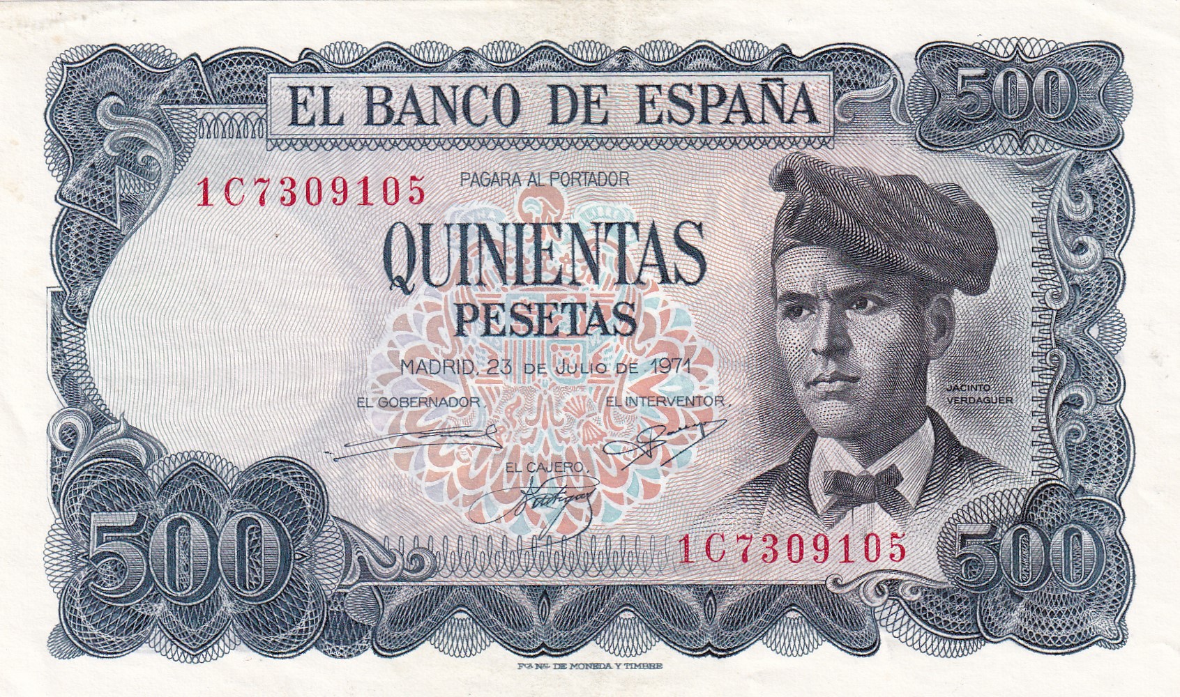 CRBS3094 CRBS3094 BILLETE ESPAÑA 500 PESETAS 1971 SERIE 1C EBC - Imagen 1