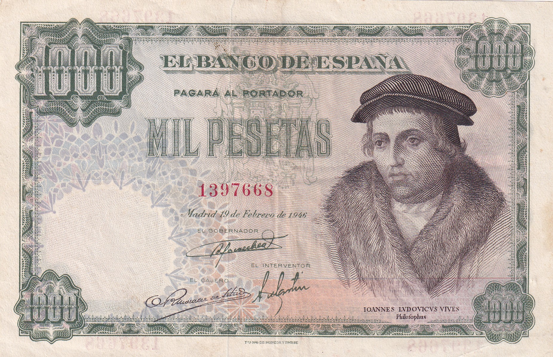 CRBS3103 CRBS3103 BILLETE ESPAÑA 1000 PESETAS 1946 SIN SERIE MBC+ - Imagen 1
