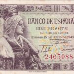 CRBS3315 BILLETE ESPAÑA 1 PESETA 1945 SIN SERIE MANCHITAS S/C-