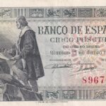 CRBS3318 BILLETE ESPAÑA 5 PESETAS 1945 SIN SERIE MBC+