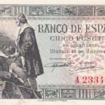CRBS3319 BILLETE ESPAÑA 5 PESETAS 1945 SERIE A EBC