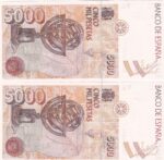 CRBS3361 PAREJA CORRELATIVA BILLETES ESPAÑA 5000 PESETAS 1992 SERIE ESPECIAL 9A SIN CIRCULAR - Imagen 2
