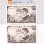CRBS3393 PAREJA CORRELATIVA BILLETES ESPAÑA 100 PESETA 1965 SERIE 1I MBC