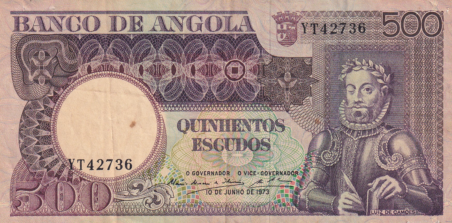CRBX0606 CRBX0606 BILLETE ANGOLA 500 ESCUDOS 1973 USADO - Imagen 1