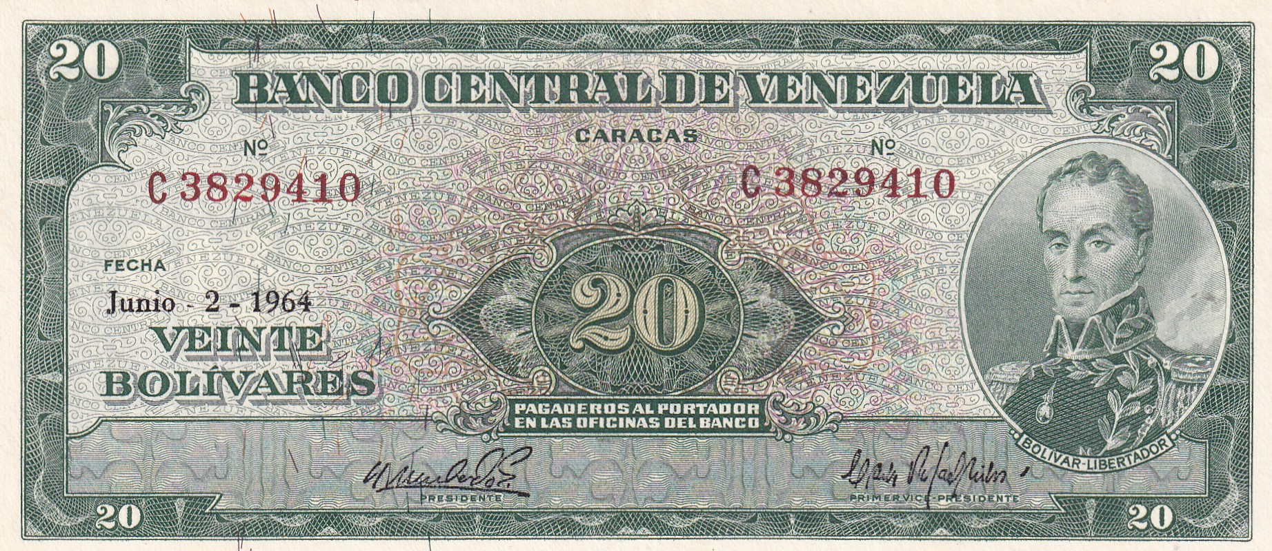 CRBX0862 CRBX0862 BILLETE VENEZUELA 20 BOLIVARES 1964 EBC - Imagen 1