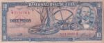 CRBX1369 BILLETE CUBA 10 PESOS 1960 USADO