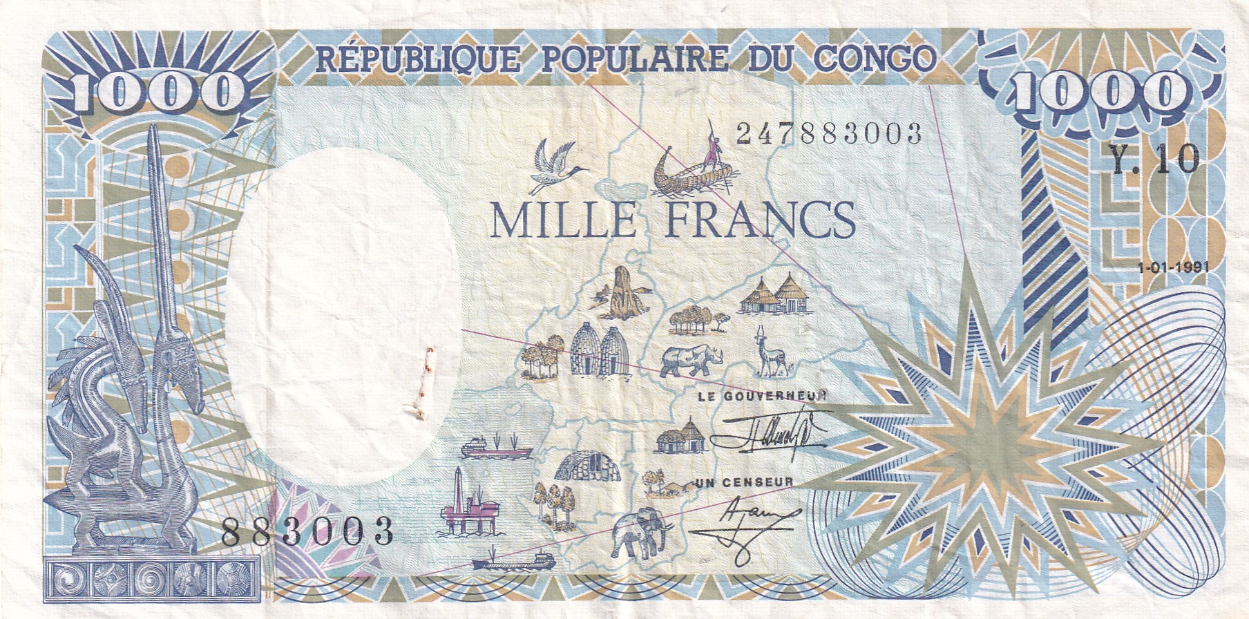 CRBX1610 CRBX1610 BILLETE REP. CONGO 1000 FRANCOS BC - Imagen 1