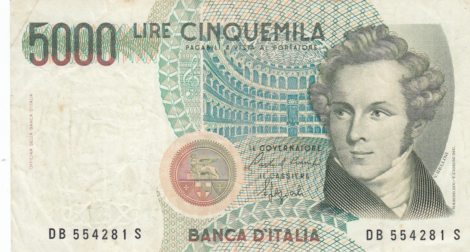 CRBX1689 CRBX1689 BILLETE ITALIA 5000 LIRAS 1985 USADO - Imagen 1