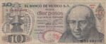 CRBX2086 BILLETE MEXICO 10 PESOS 1977 USADO